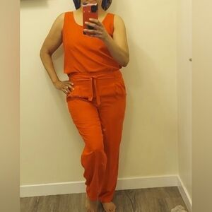 Lord & Taylor 100% Silk 2 Piece Pant Suit Red Size Medium